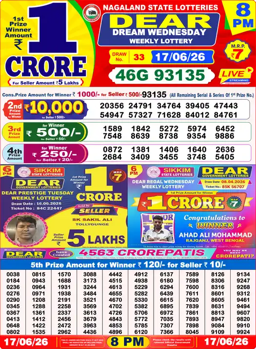 Dhan Kesari Today 8:00 PM Result 17 June 2026